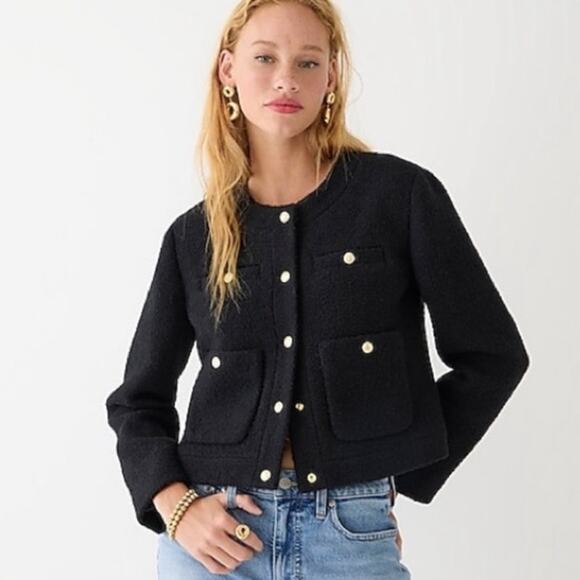NWT J. Crew Cropped Lady Jacket in Italian Wool Blend Boucle BJ941 - Picture 1 of 8
